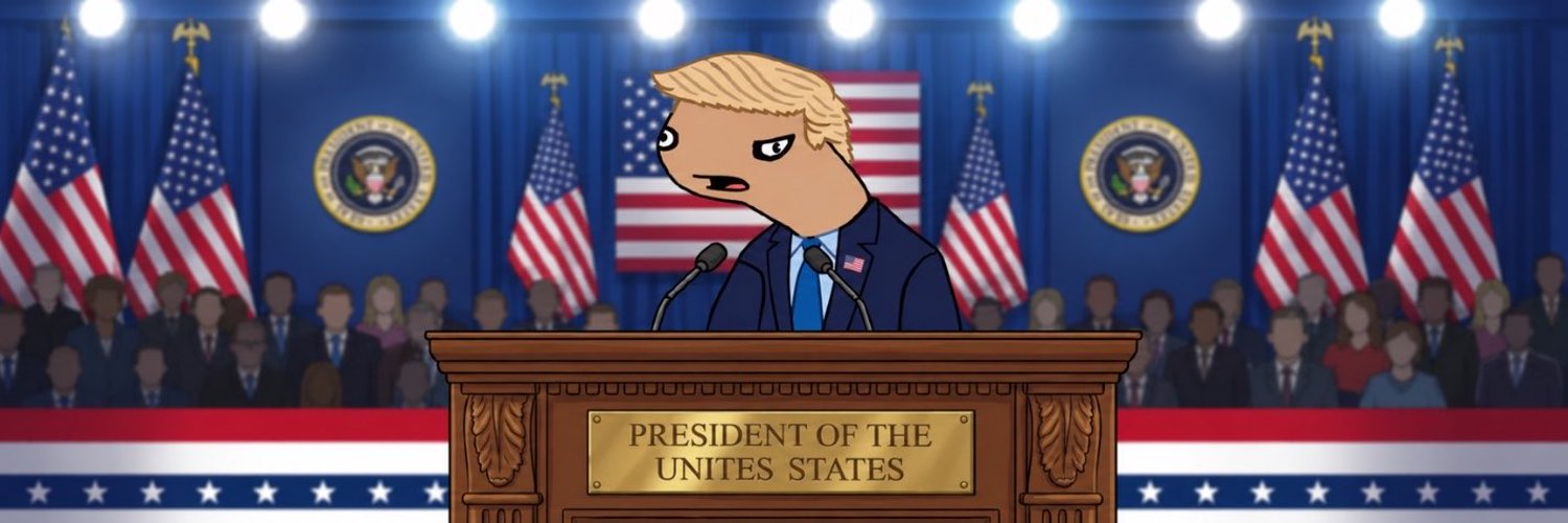 POTUS cartoon at a presidential podium