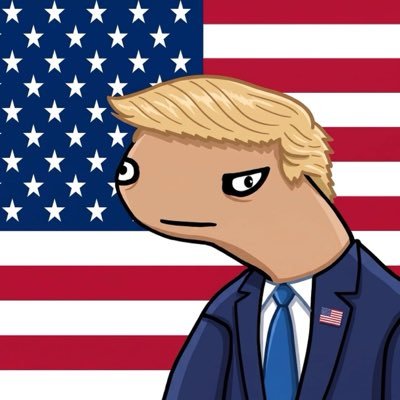POTUS cartoon before the United States flag